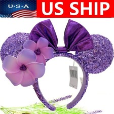Disney Parks Flower Minnie Ears Aulani Hawaii Purple Plumeria Headband New
