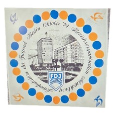 Original FDJ Tuch 1974 Berlin DDR Jugendverband Sammlerst&uuml;ck 53 x 53 cm