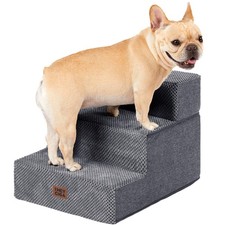 3Step Dog Stairs Small Dogs 13.5H Steps Couch Sofa Chair Ramp Indoor Grey