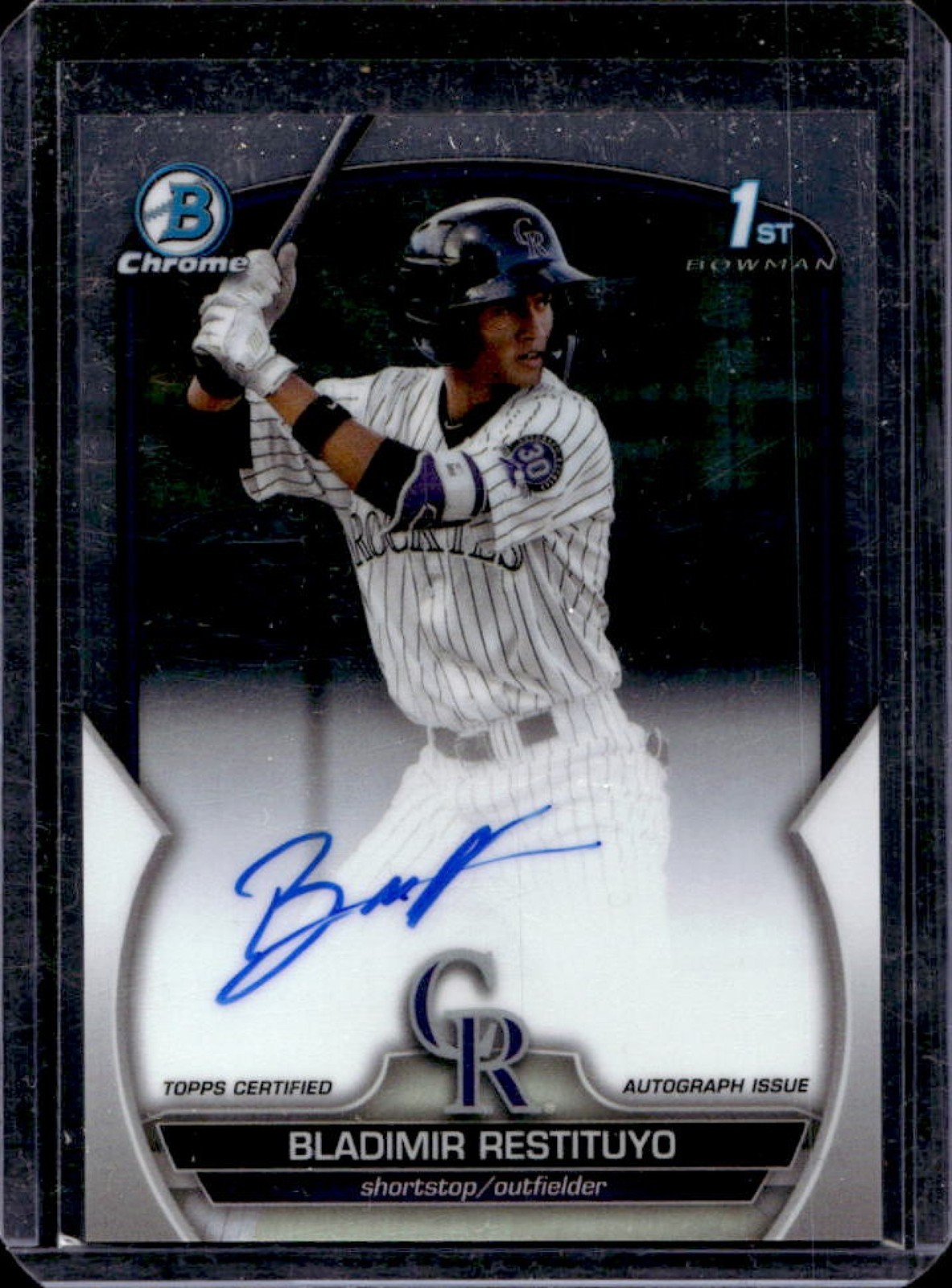 2023 Bowman Chrome Bladimir Restituyo Auto 1st Prospect #CPA-BR Rockies