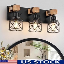 Farmhouse Bathroom Vanity Light Fixture 3-Light Wood  Metal Wall Sconce Hallway