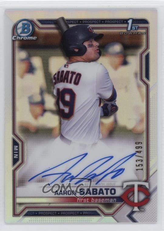 2021 Bowman Chrome Prospects Refractor 153/499 Aaron Sabato #CPA-AS Auto lh0