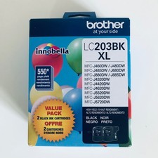 Genuine Brother LC203XL Black 2 Pack Ink MFC-J4320DW MFC-J4420DW OEM Dated 2027