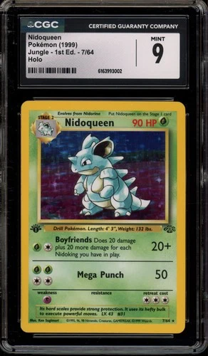 Pokemon Nidoqueen Jungle 1st Edition Holo Rare #7 CGC 9 Mint