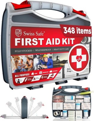 Swiss Safe 2-in-1 First Aid Kit for Car, Travel & Home, Large Hardcase 