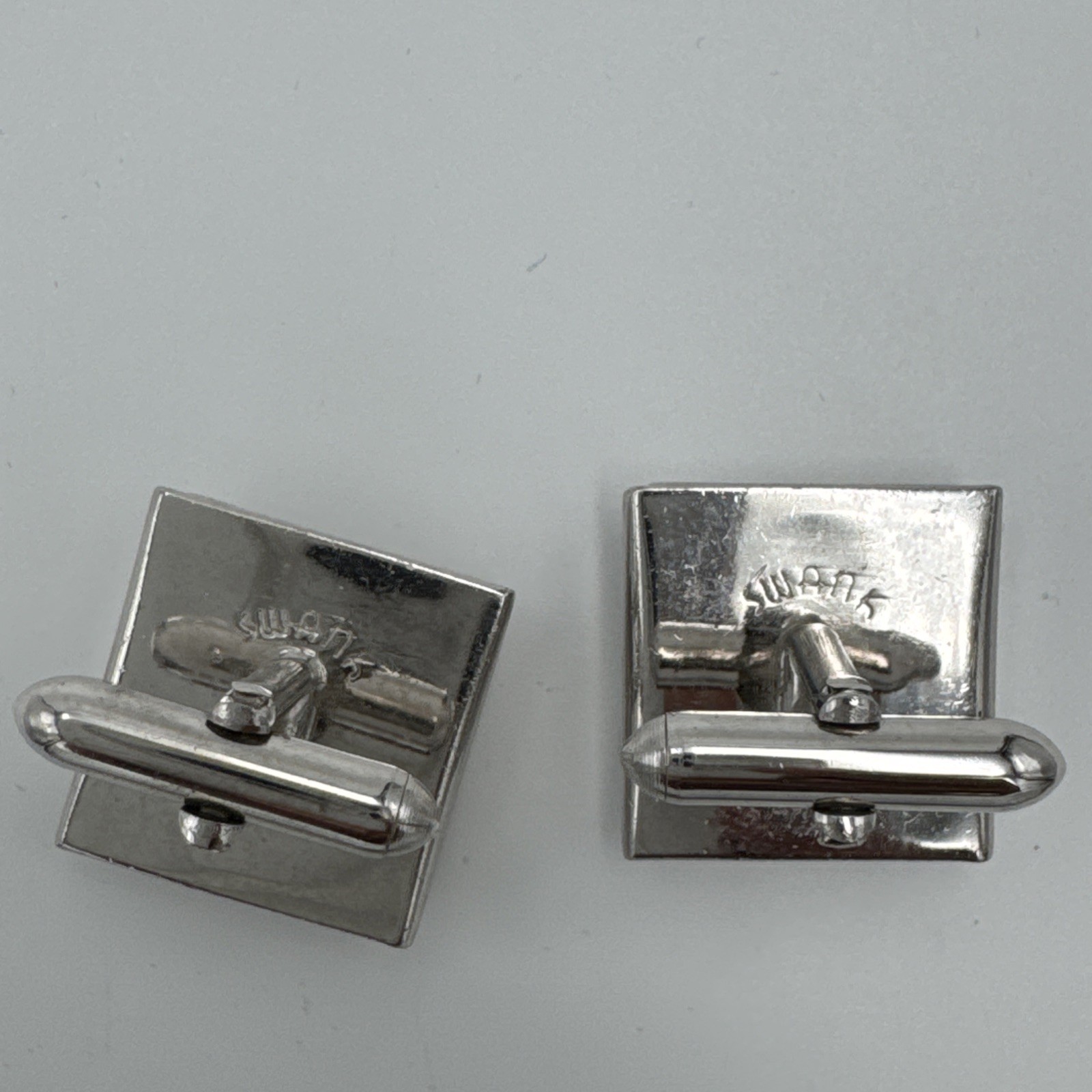 Sterling Silver Rectangular Mens Cufflinks SWANK … - image 4