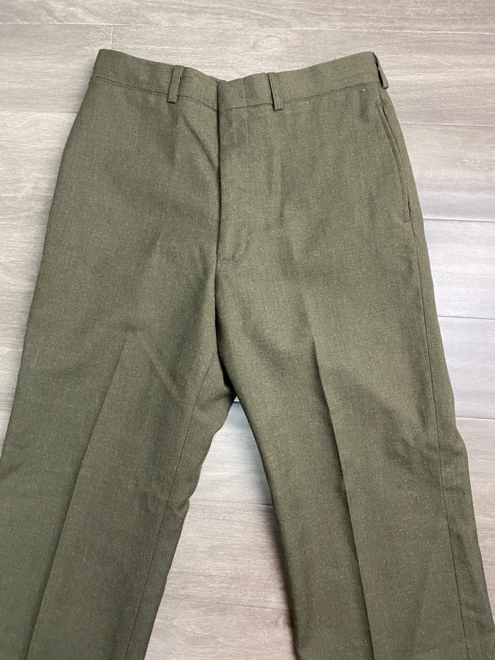Pantalón Militar De Colección Años 80 100% Lana Serge Verde 2234 Garra Cremallera Talla 33R 30x32 Foto 3 de 4