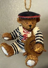 Sailor Bear Resin Ornament Signed A.K.