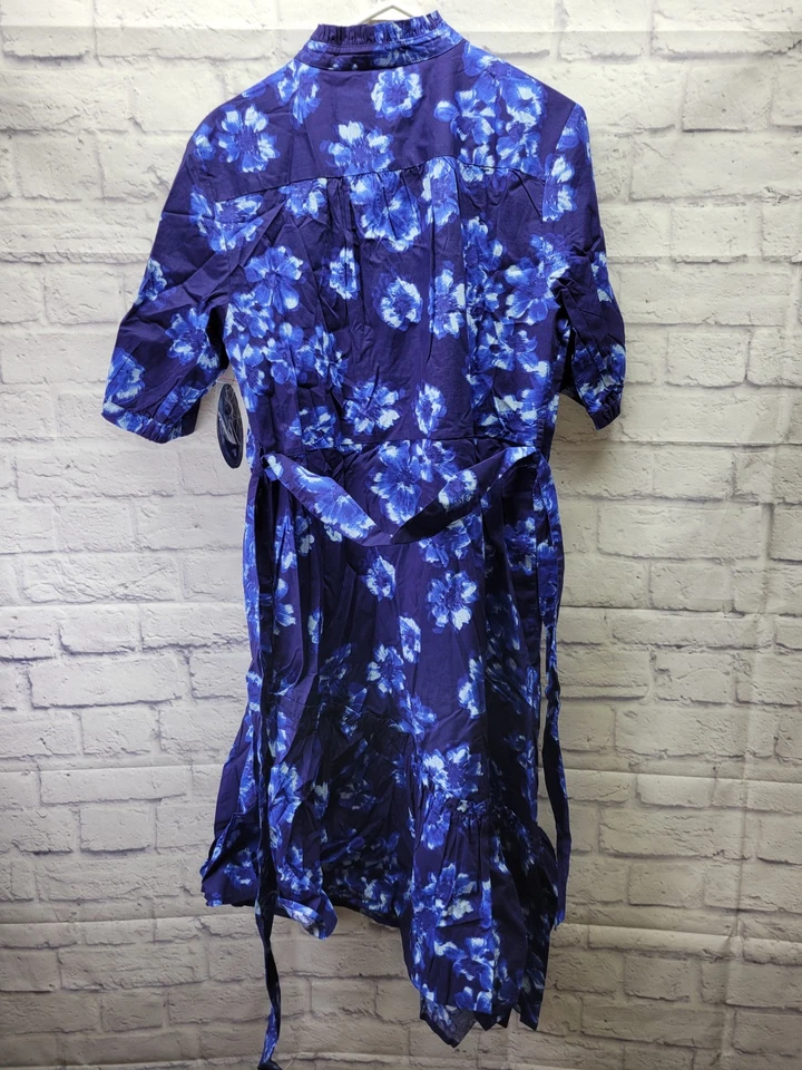 Vestido midi con volantes asimétricos Scoop para mujer talla L 12-14 azul peonía arrojada Foto 3 de 4