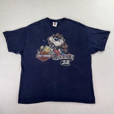 Harley-Davidson Shirt Mens XL Blue Looney Tunes Rebel Taz Tee 2010 Back Hit