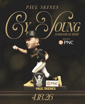 Paul Skenes CY Young Bobblehead Pittsburg Pirates SGA 4/18/26