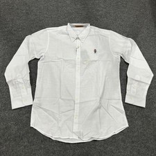 CHARLES BECKETT Button Front Linen Oxford Shirt Men's Size XL White