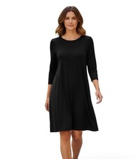Karen Kane Black A-Line Dress Women’s XL Long Sleeve Stretch Rayon Classic Midi