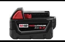 Milwaukee 48-11-1850 M18 Redlithium 5.0Ah High Capacity Battery Pack.