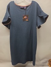 Amaryllis Ladies Sheath Dress Navy W/ Flutter Sleeve Sz. M