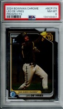 2024 Bowman Chrome #BCP-179 LEO DE VRIES Padres 1ST BOWMAN NM-MT Graded PSA 8