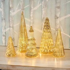 Set of 5 Creative Illuminated Mercury Glass Trees  for Xmas Decor