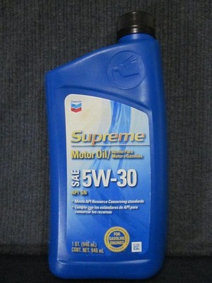 Rare Chevron Supreme 5W-30 1 Quart Conventional Motor Oil for Gas Engines SAE