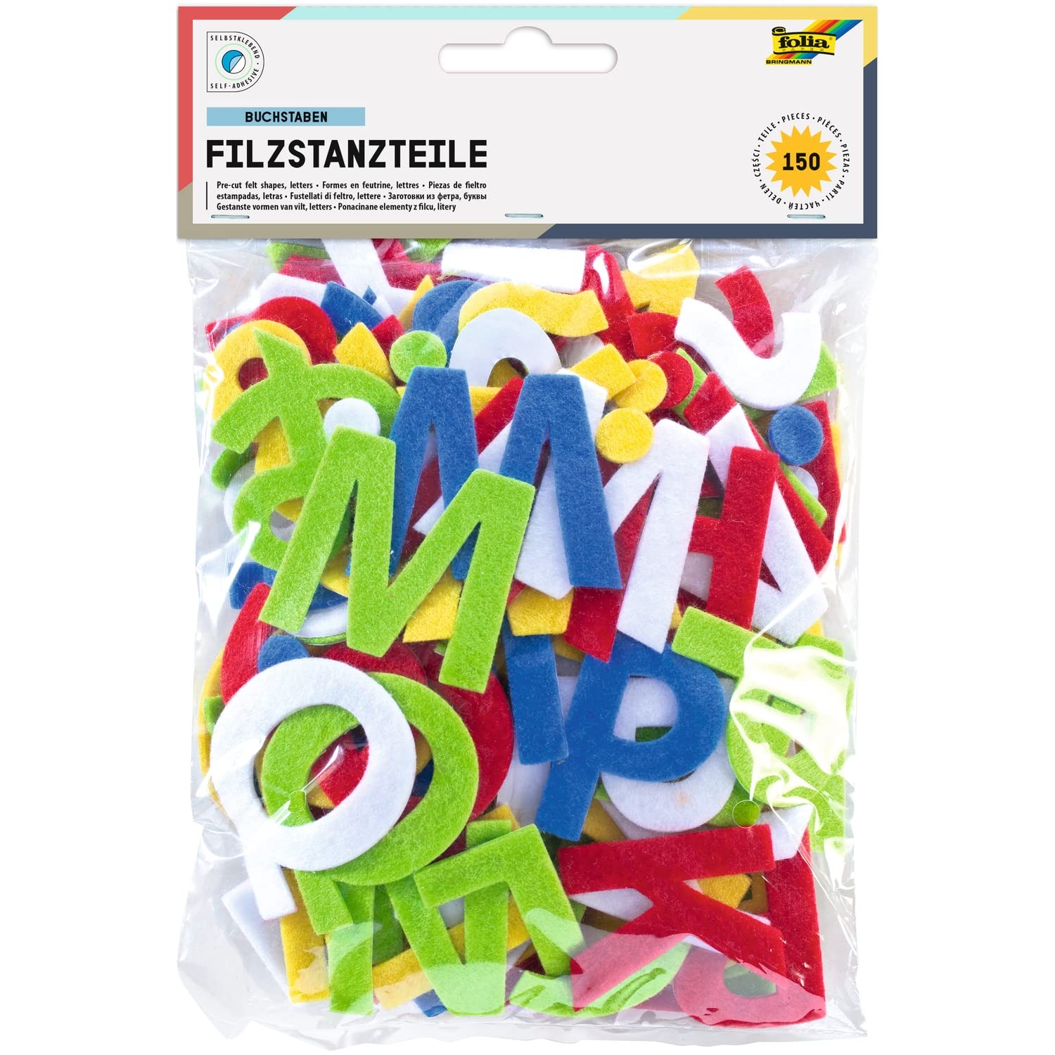 Filzstanzteile selbstklebend, Buchstaben (150 Stück) oder Zahlen (120 Stück) Buc