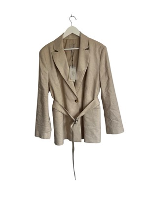 Vivere Noah Leinenmischung Blazer Jacke Gürtel Neu mit Etikett UVP £250 Designer Größe 18