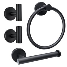 Matte Black Bathroom Hardware Set, SUS 304 Stainless Steel Wall Mounted