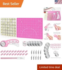 Elegant 39 Pcs Pink Rotary Cutter Set with 45mm Cutter & A4 Self-Healing Mat