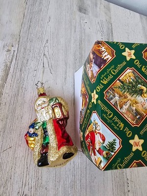 vintage Inge glas vintage Santa gold glitter emmerck lantern toy ornament Xmas t