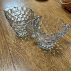 Blue Bubble Depression Glass Creamer and Sugar