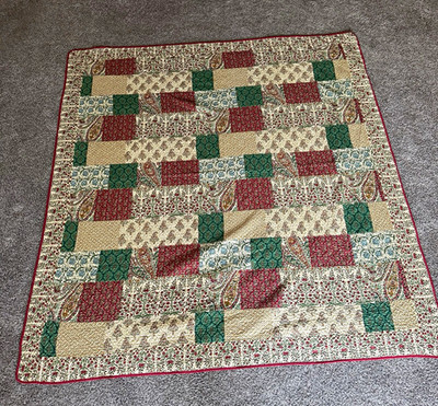 Patchwork Comforter Set Full/Queen Red Beige Green 3pc - Never Been Used