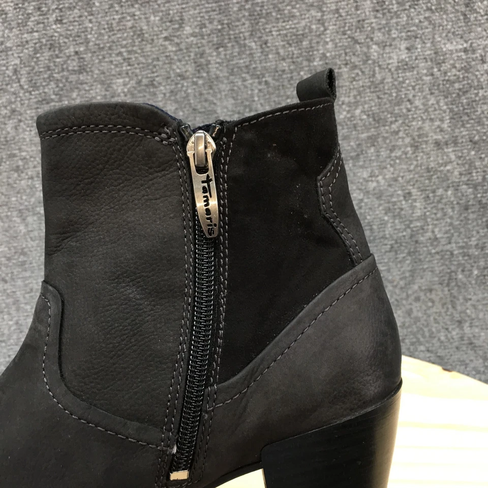 Botas Tamaris para mujer 39 botín al tobillo negras cómodas informales puntera almendra tacones en bloque Foto 4 de 4