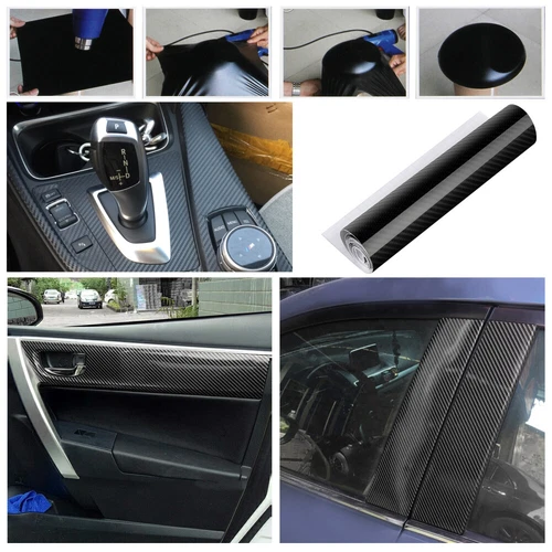 Selbstklebend Carbon Folie Auto KFZ Klebe Folie Glanz Matt Schwarz 6D 50 X 152CM - Bild 7 von 9