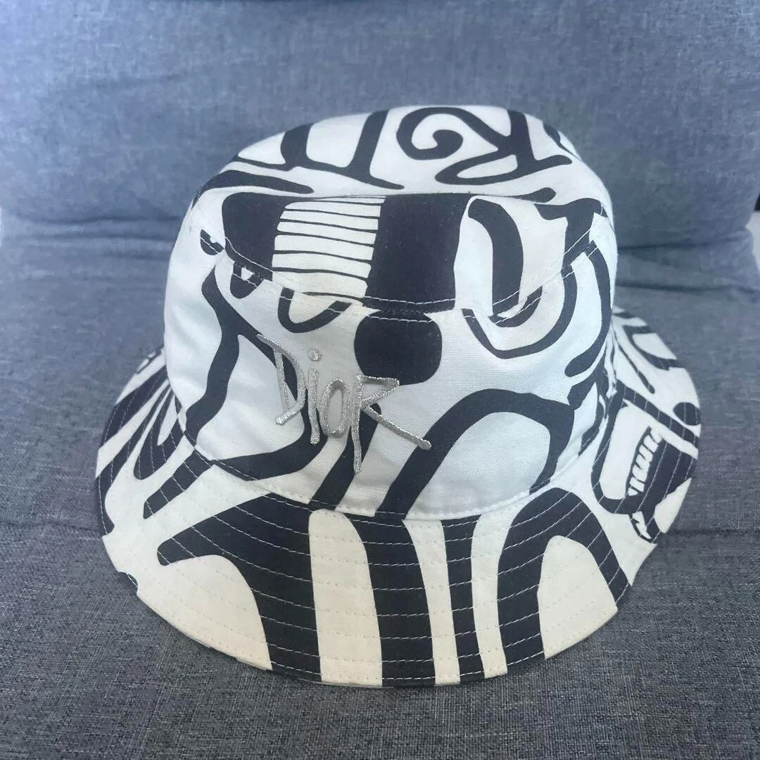 Dior x SHAWN STUSSY Collaboration Hat One Size White/Navy from Japan