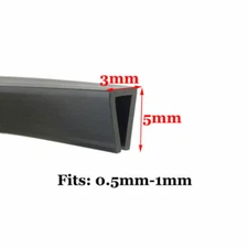 1M Rubber U Channel Edging Edge Trim Seal Square Protection 0.5~1mm