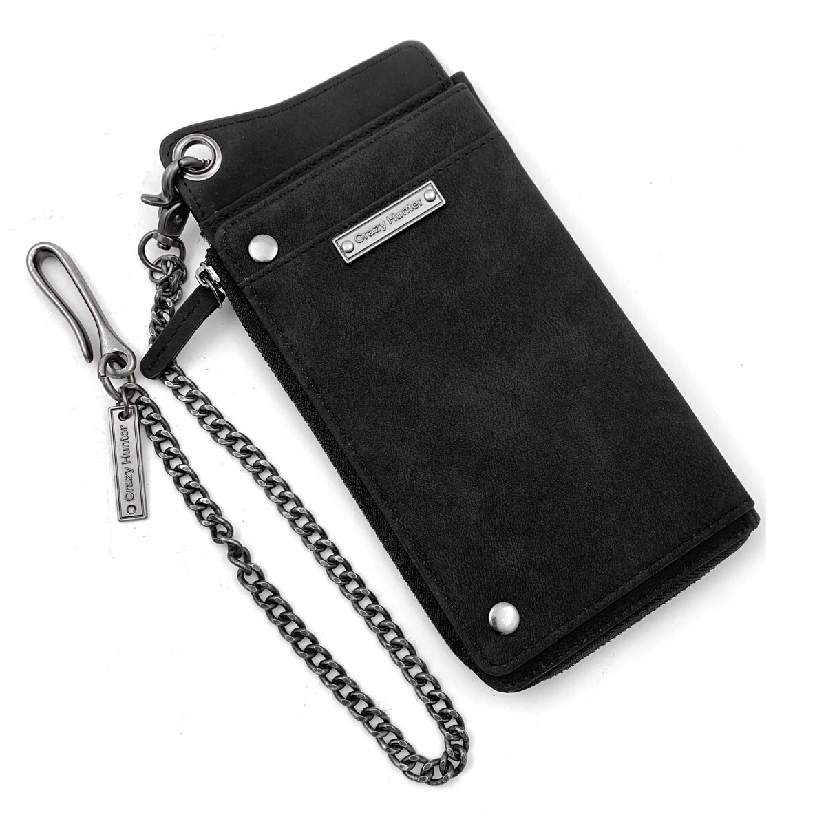 Men's Biker Rock Faux Leather Cardholder Wallet with Keychain  -image