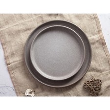 24x Keramik Teller 27cm Nature Speisen Metall Servierplatte Dekoration Essen