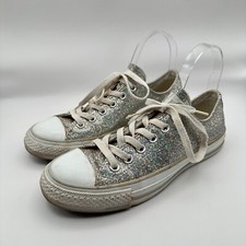 Converse Silver Bling Sparkles Chuck Taylor Shoes Womens 7 Bridal Wedding