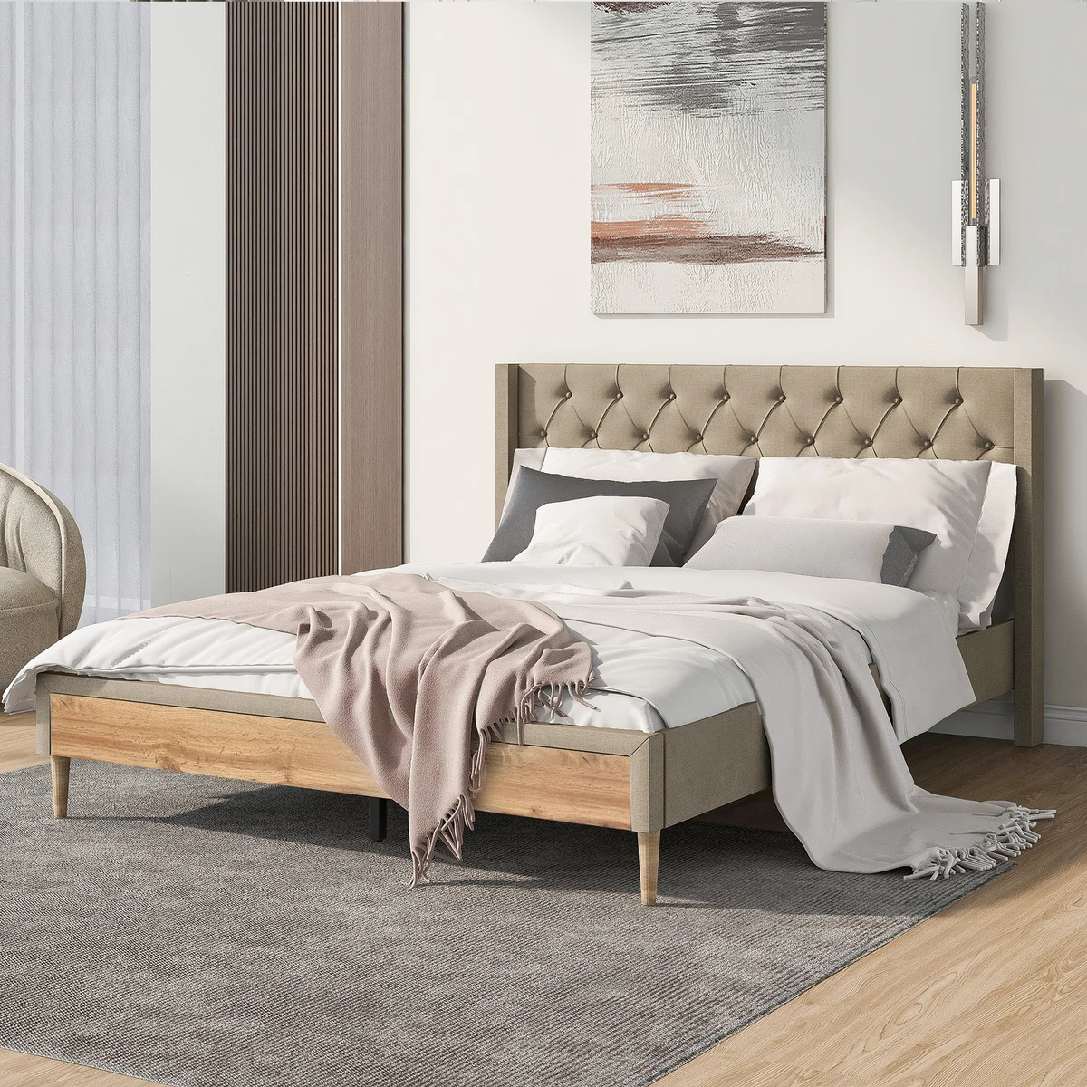 Wood platform online bed no legs
