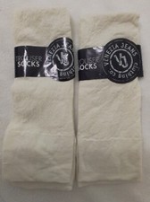 Trouser Socks Womens Comfort Band Sz 10-12 Beige Large Foot Nylon/Lycra 2 pr