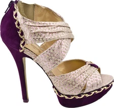 POETIC LICENCE FORCE OF NATURE SHOES STILETTO HEELS PURPLE 7.5 8 8.5 OPEN TOE 