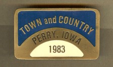 1983 Town  Country, PERRY, Iowa IA Brass BELT BUCKLE