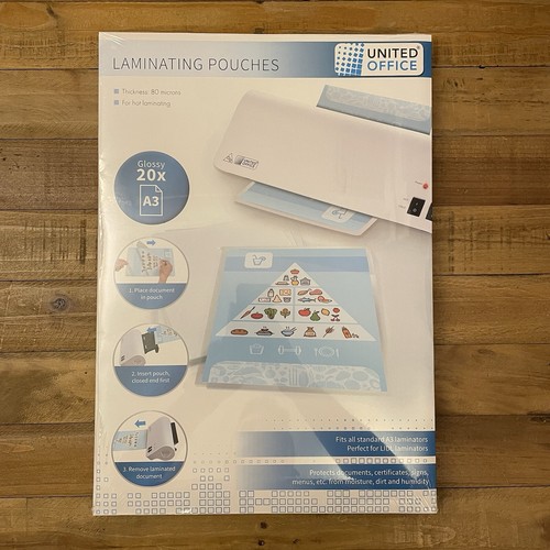 100 x A3 Laminierfolien United Office glänzend 80 Mikron 5 Stück à 20 Lidl
