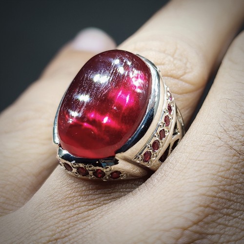 Men’s Red Ruby Statement Ring Sterling Silver Vintage Style Gemstone Jewellery - Picture 4 of 24
