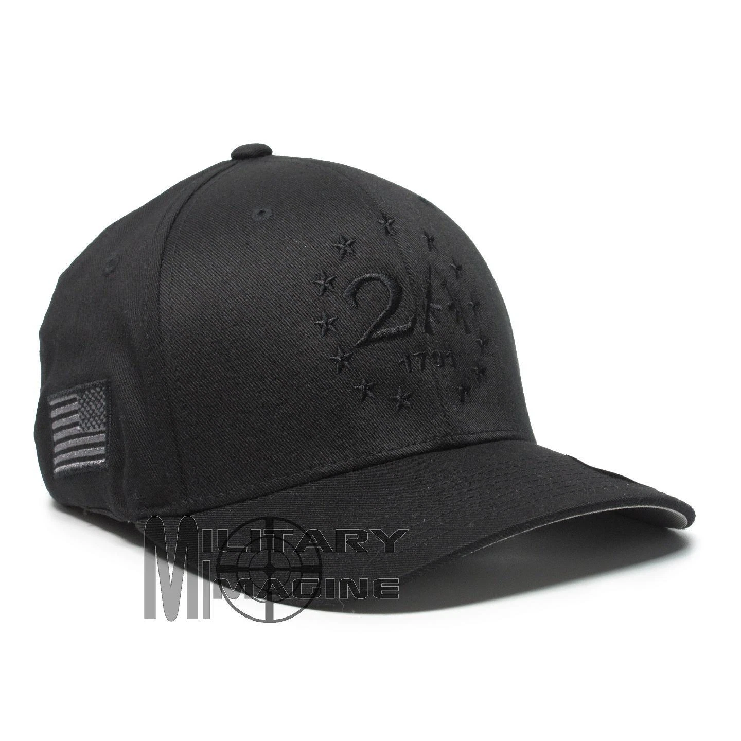 2nd Amendment 1791 2A 13 Stars AR-15 Flexfit Embroidered Black on Black Hat cap