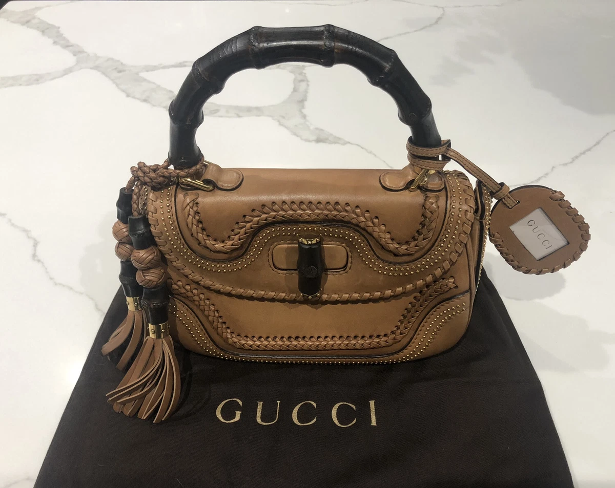 Gucci Convertible Bamboo Studs Braids Tan Bag *Rare Limited Edition* New  £3020