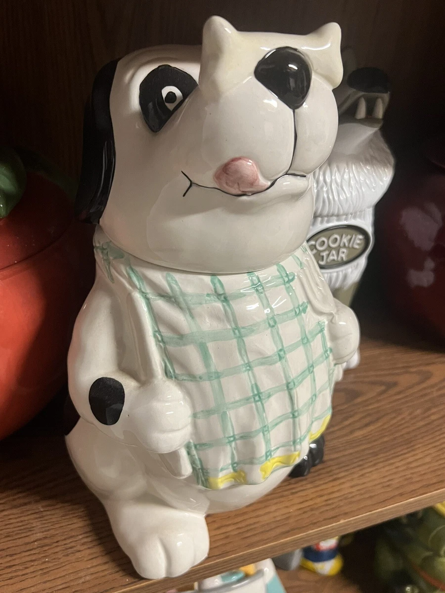 White dog top cookie jar