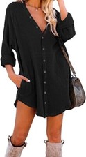 igenjun Long Sleeve Beach Cover Up -Black - Size M - NWT