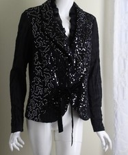 Alberto Makali Sz L M Black Sequined Art-to-Wear Amazing Blazer Jacket