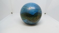 VINTAGE BLOWN GLASS ROUND CONTROLLED BUBBLES PAPERWEIGHT WITH SWIRLS