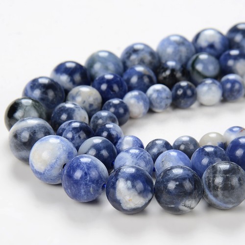 Natural Sodalite Denim Blue Gemstone AAA Round 6MM 8MM 10MM Loose Beads (D211) - Picture 2 of 3