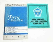 1989 Chrysler Fifth Avenue Factory Original Glovebox Owners Manual Portfolio